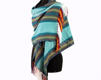 Alpaca shawl with geometric design, Peruvian alpaca scarf, alpaca scarf for women, alpaca shawl Perfect gift, Mother's Day