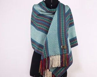 Alpaca Scarf, Alpaca blend shawl with geometric design, Alpaca Scarf for women, Alpaca Shawl Perfect gift, Gift for her
