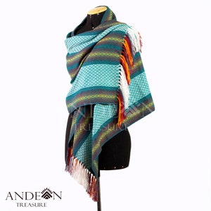 Chal de alpaca con diseño geométrico, bufanda de alpaca peruana, bufanda de alpaca para mujer, chal de alpaca Regalo perfecto, Día de la Madre