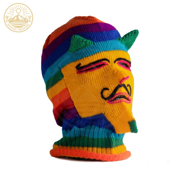 Chapeau d'hiver Wakollo - Taille standard, fait main avec de la laine de lama, chef-d'oeuvre artisanal de Cusco-Pérou