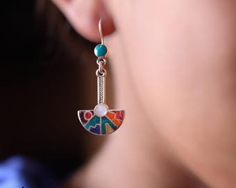 Tumi Knife Shaped Silver Earrings, White Peruvian Minimalist Studs,Cute and Delicate Jewelry Gift for Peru Lovers, Fine Jewelry,Gift Jewelry