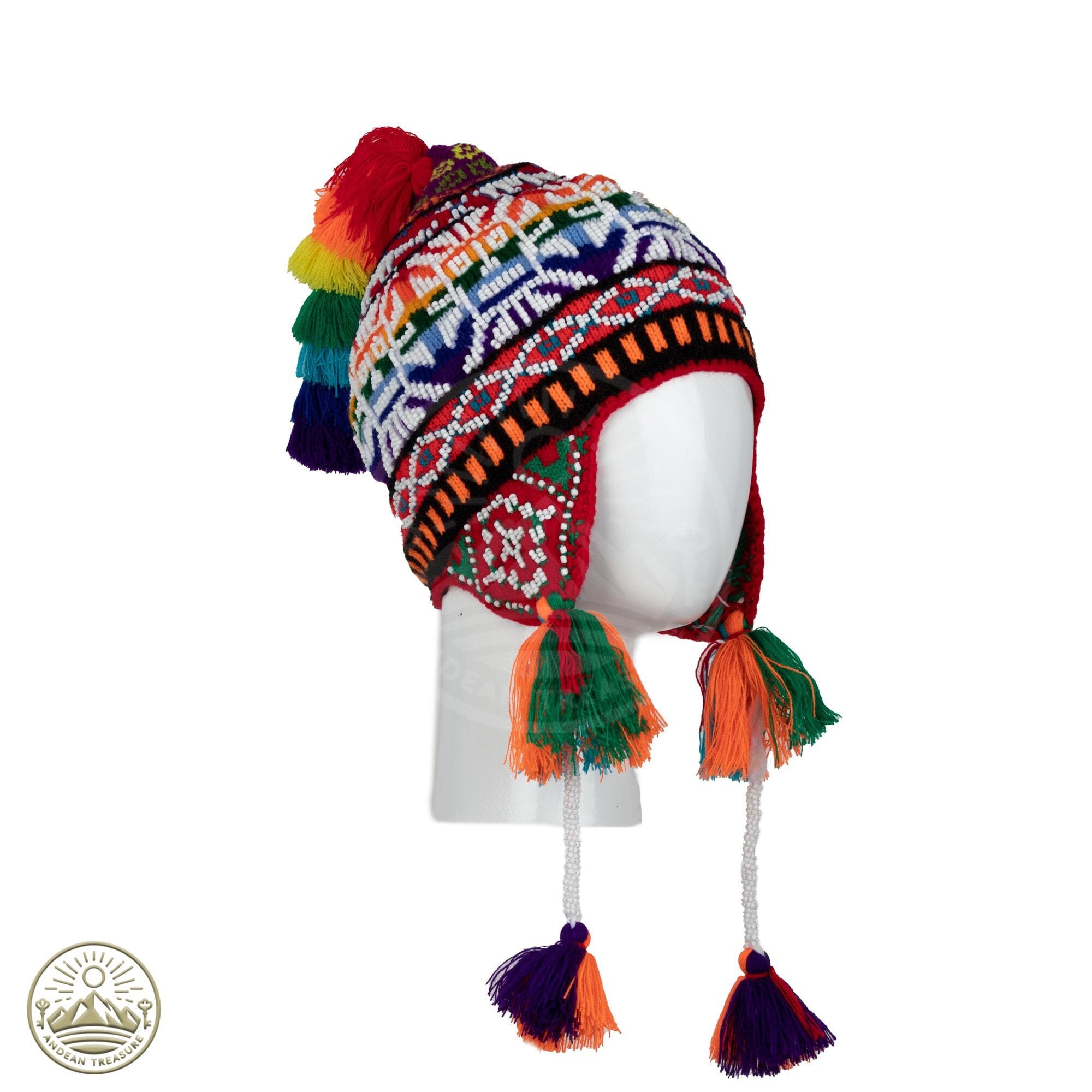 Beaded cap. Authentic Q'ero beaded Chullo Traditional Hat. Chullo Hat "Q'ero". Q'ero Andean Chullo Cap Beaded.Shaman hat. Q'ero Ceremony Hat