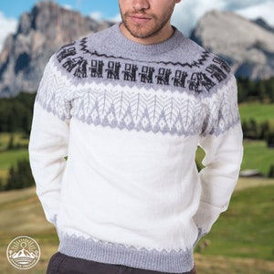 Alpaca knit sweater / Sweater with leaf designs / Peruvian style alpaca wool sweater / Handmade sweater in Cusco-Peru