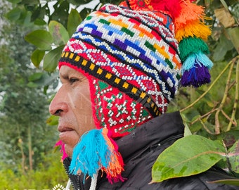 Traditional Andean Chullo / Shaman Hat / Chullo Qero / Andean Hat / Typical Inca garment / Handmade - Free shipping./Inca Designs
