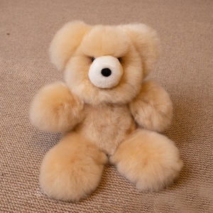 10 inch real alpaca fur medium teddy bear/bear. /soft toy/stuffed animal fur decoration/super soft fur/real fur toy/alpaca gifts/10 inch