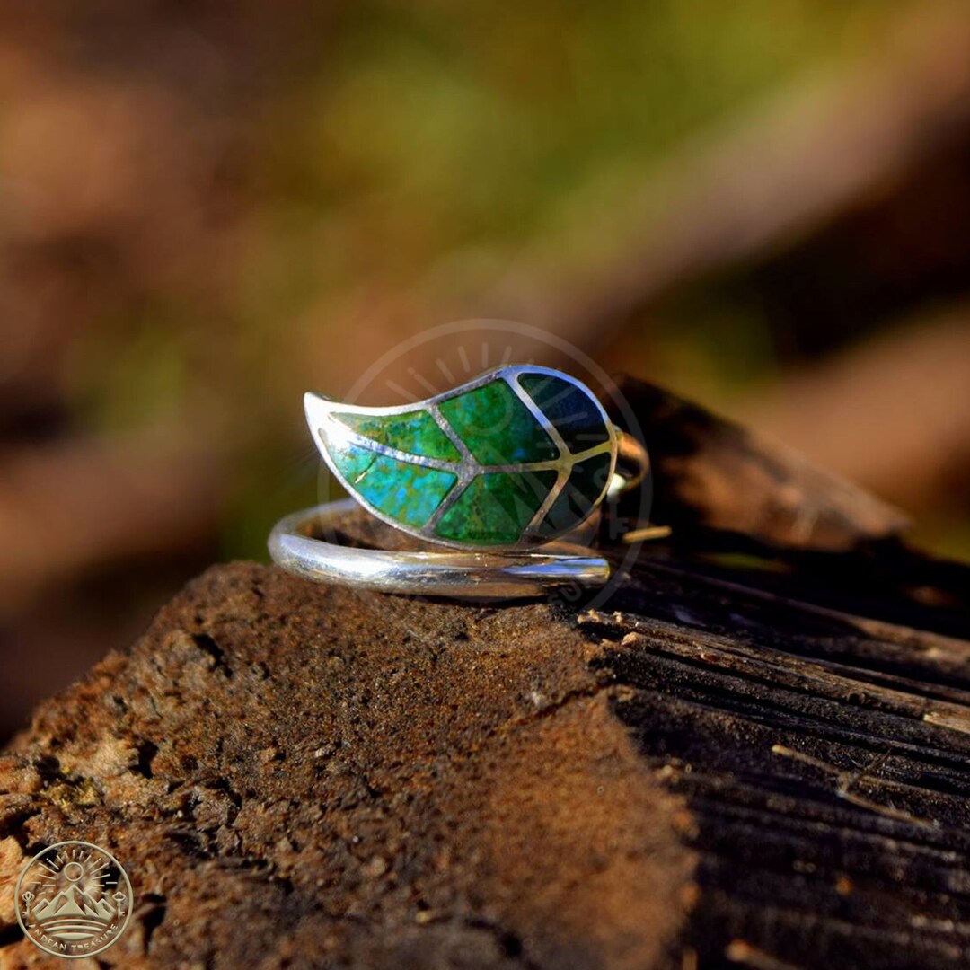 Coca Leaf Ring in 950 Silver 1 Inch With Natural Stones Etsy