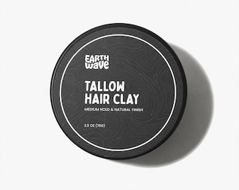 All Natural Tallow Hair Clay Pomade - Medium Hold, Natural Finish (2.5oz)