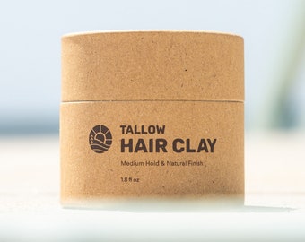 Tallow Hair Clay, Medium Hold, Natural Finish, Natural Ingredients, Easy to Restyle, No chemicals