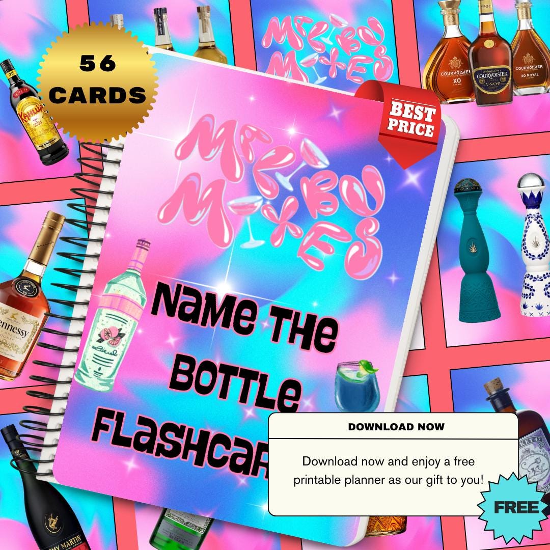 Name the Bottle Flash Cards, Learn Liquor Names, Spirits, Wine & Beer ...