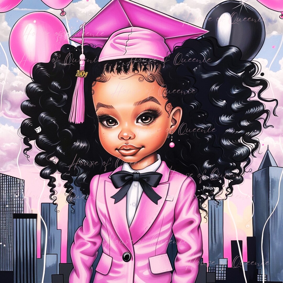 Pink Graduate Cartoon Pretty in Pink Graduate - Etsy