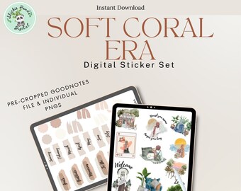 Soft Coral Goodnotes Digital Sticker Set