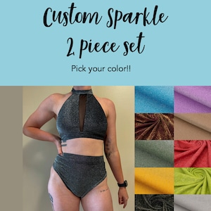 10 Colors, Two Piece Set. Scrunchy butt high waisted Shorts, Pole Dance, circus, Hot Pants, cheeky, Halter top with mesh cut out.