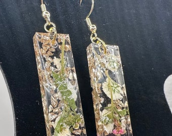 Handcrafted Gold Flake and Floral Earrings