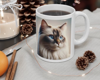 Beautiful Birman Cat On a Coffee Mug /Cup. The Perfect gift for friends, family members, and co-workers that are cat lovers.