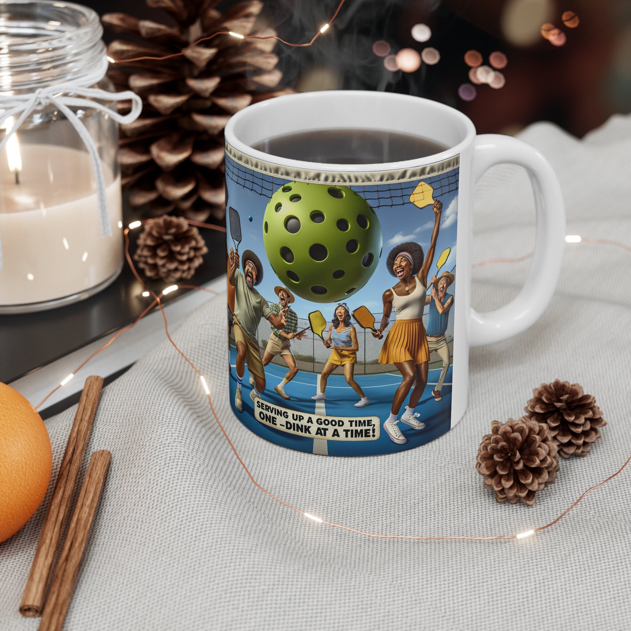 Ceramic Mug/Cup 11oz with Pickleball image. The perfect gift for your favorite friends, family members, co-workers, Him or Her.