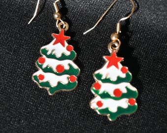 Clearine Orecchini Pendenti Donna A Albero Di Natale – Smaltati Verde E Oro, Gioielli A Tema Festivo - 2