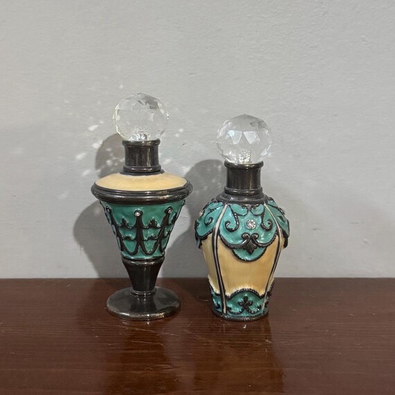 Decorative Enamel Perfume Bottles - Stick Applicator Oil Apothecary Vanity Decor