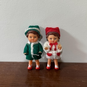 Set of 2 Miniature Rubber East Germany Dolls Jointed Arms
