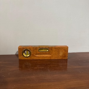 Vintage tysk ekvattenpass - Träbubbelvattenpassverktyg Rustik verkstadsinredning