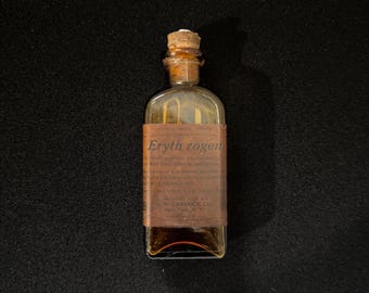 Frasco antigo de eritrogênio para medicamento, G.W. Carnrick Co., Nova York, frasco de boticário, vidro âmbar.