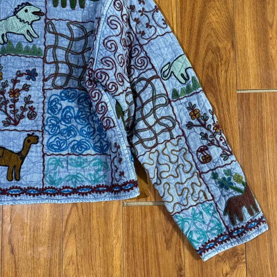 Quilted Patchwork Embroidered Jacket with Folk Ar… - image 7