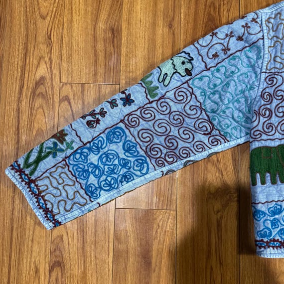 Quilted Patchwork Embroidered Jacket with Folk Ar… - image 3