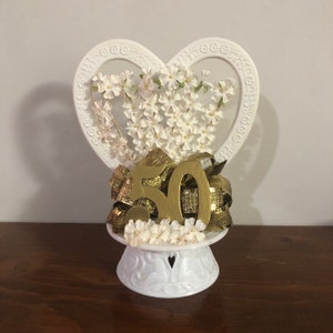 Vintage 50 Year Anniversary Wedding Cake Topper