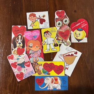 Vintage Valentijnsdagkaarten lot van 10 uitgesneden schoolkaarten kitscherig schattig liefde vday die cuts kortstondig plakboek junk dagboek
