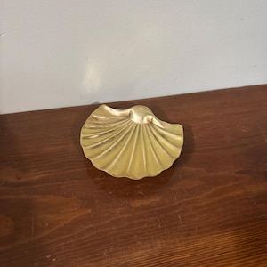 Vintage Brass Scalloped Shell Catch All Trinket Dish