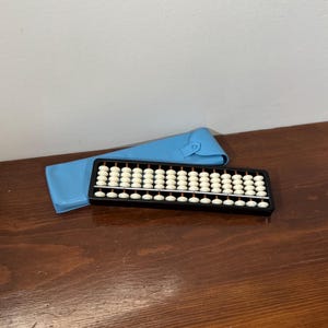 Vintage Small Black & Ivory Abacus Made in Japan 8&quot; with Original Case