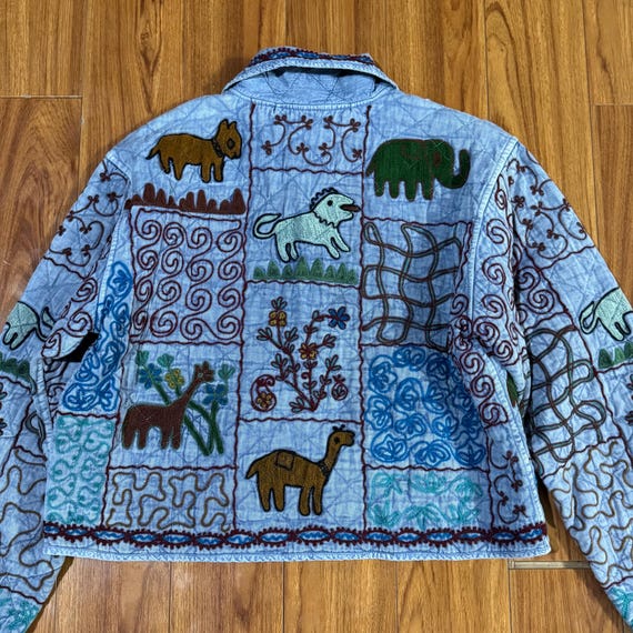 Quilted Patchwork Embroidered Jacket with Folk Ar… - image 5