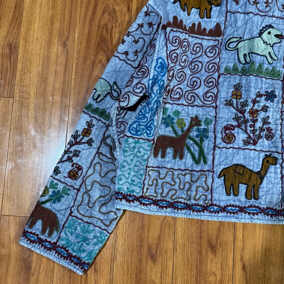 Quilted Patchwork Embroidered Jacket with Folk Ar… - image 6