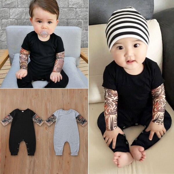 Baby Tattoo Jumpsuit, Tattoo, Tattoo Sleeve, Cool Baby Onesies funny, Baby Jumpsuit, Funny Baby Clothes, Baby Shirt, Unique Baby Gift