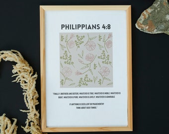 Christian Wall Art Print, Philippians 4:8
