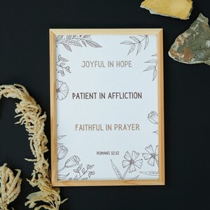 Christian Wall Art Print, Romans 12:12 (Botanical Version)