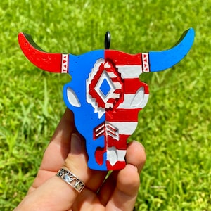 Bull Skull Car Freshie  | Large Car Freshie | Western Style Freshie | Beaded Car Freshie