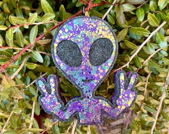 Peace Alien Car Freshie | Large Space Car Freshie | Peace Vibes Freshie | Car Accessories