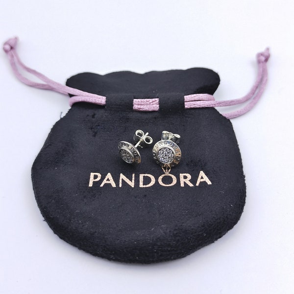 Original Pandora Signature Stud Earrings Silver 290559CZ+ Gift bag