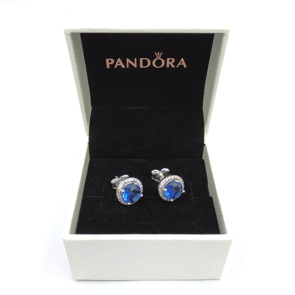 Original Pandora Sparkling Earrings Genuine Blue ALE Silver + Original Gift box Stud