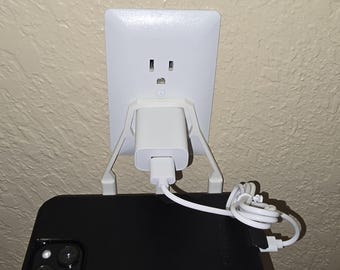 Wall Outlet Cell Phone Holder: Travel Charging Stand & Airpod/Earbud Wall Charger Storage