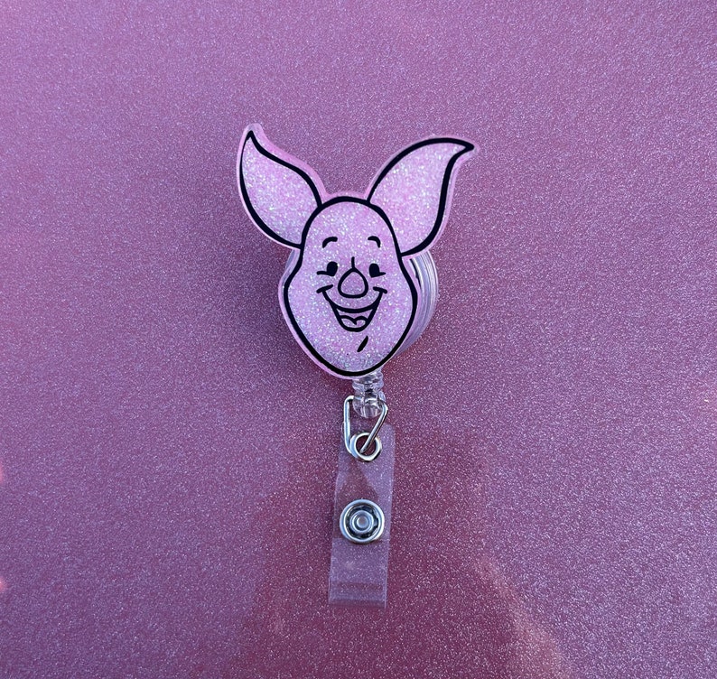 Piglet Retractable ID Badge Reel Resin Planar Badge Holder Nurse Badge