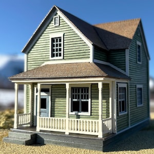 Casa vittoriana in stile folk, tagliata al laser, in scala HO (1:87) - Kit di costruzione per modellismo ferroviario
