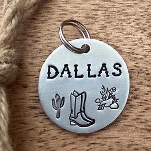 Cowboy pet tag, Western tag, Custom dog tag, Dog gift, Pet gift, Bridle halter tag, Hand stamped tag, Name tag for dog, Dog collar tag