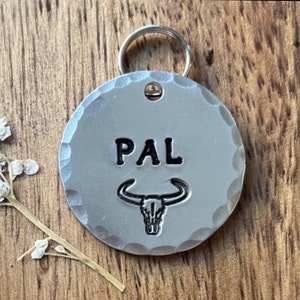 Minimalistic pet tag, Western pet tag , Hand stamped dog tag,  Name tag for dog, Pet ID tag Dog tag, Dog tag for dogs , Personalized dog tag