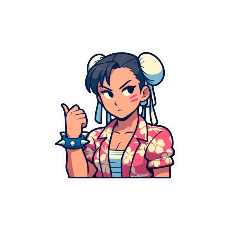 Chun-li Street Fighter Hawaiian Shirt Vinyl Sticker - Etsy
