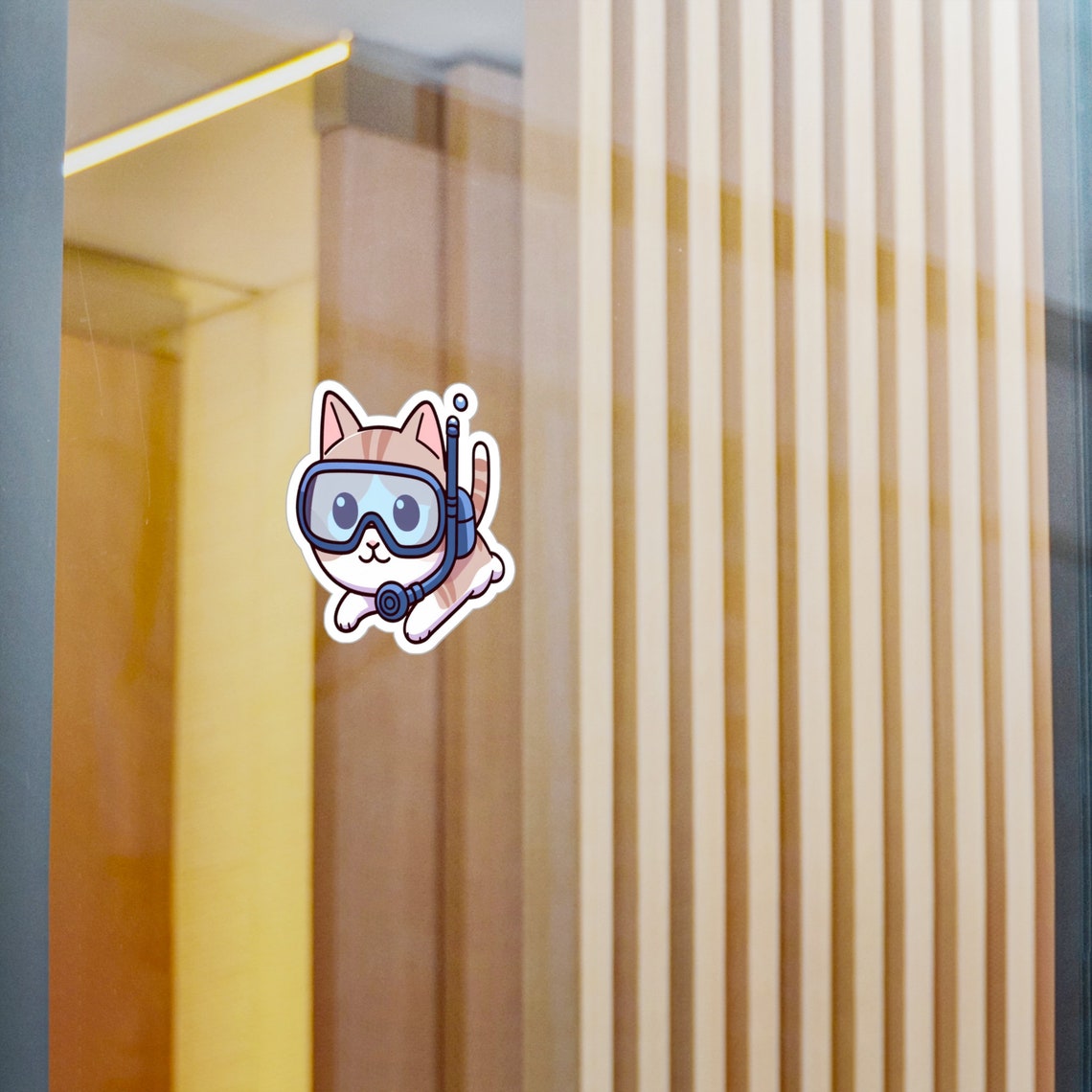 Scuba Cat Sticker Cat Snorkeling Vinyl Sticker - Etsy