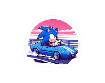 Sonic the Hedgehog Driving a Car Vinyl Sticker
