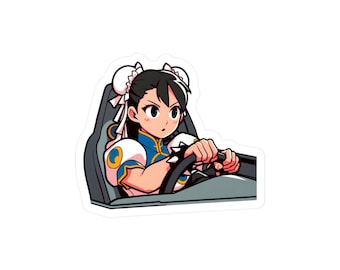 Chun-Li Street Fighter Driving a Car Vinyl Sticker