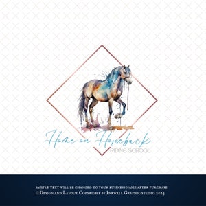 Reiterpferdetraining-Logo, Reitschullogo, Tierrettungs-Ranch-Logo, Therapie-Pony-Farm-Logo, vorgefertigtes, anpassbares Design