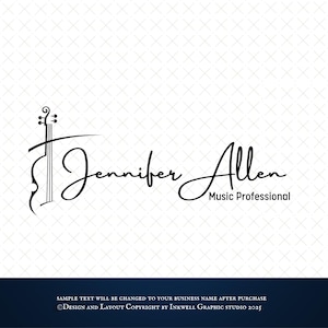 Music Teacher Logo, Musician Design, Black and White Signature Logo, Premade Customizable Branding Solutions, Freelance Music Artist Logo